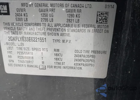 2014 GMC Terrain Slt-2 z USA, uszkodzony, nr VIN 2GKFLYE33E6221551